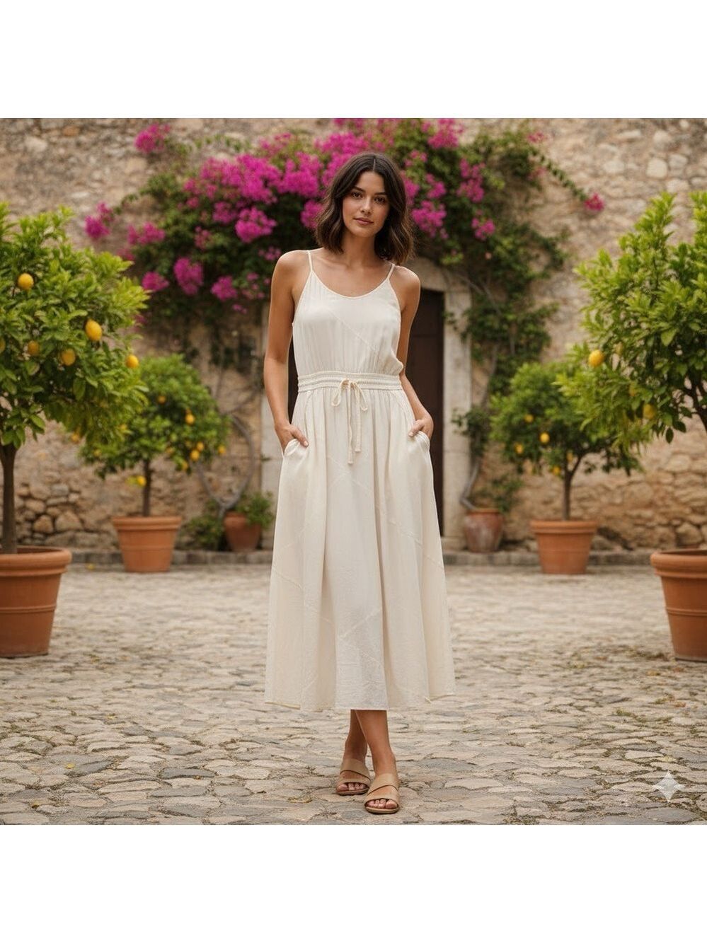 Aritzia Wilfred 100% Silk Midi Dress Sz XS in Cream